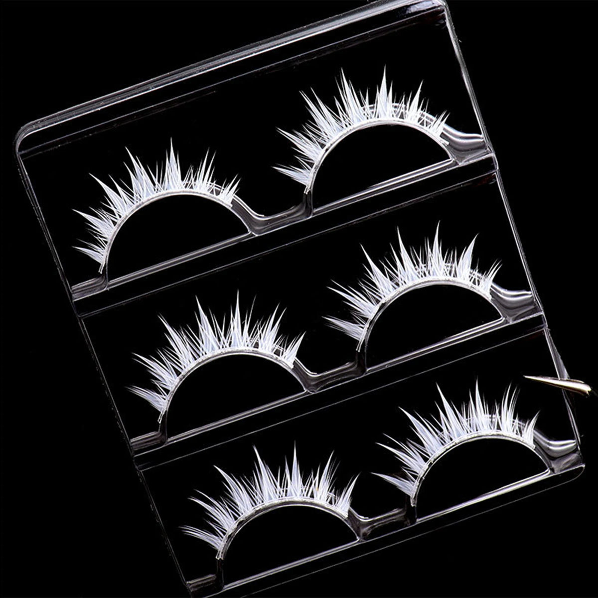 White False Eyelashes Cosplay Strip Lashes Dramatic Volume DIY Wispy Eyelashes for Anime Party Makeup Supplies Black/White