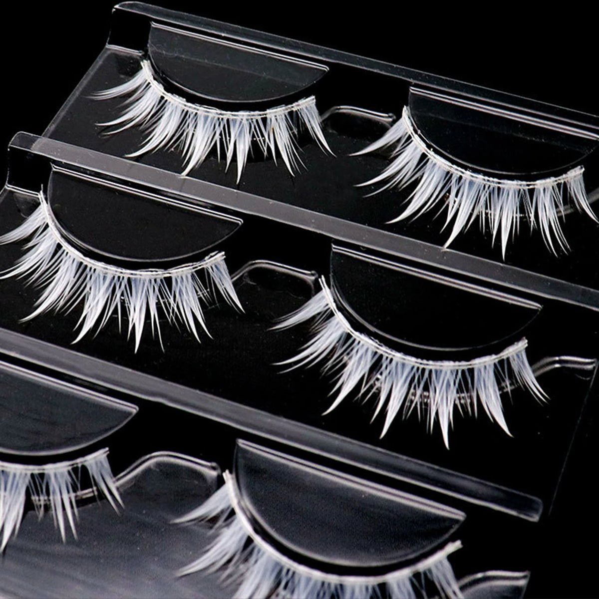 White False Eyelashes Cosplay Strip Lashes Dramatic Volume DIY Wispy Eyelashes for Anime Party Makeup Supplies Black/White