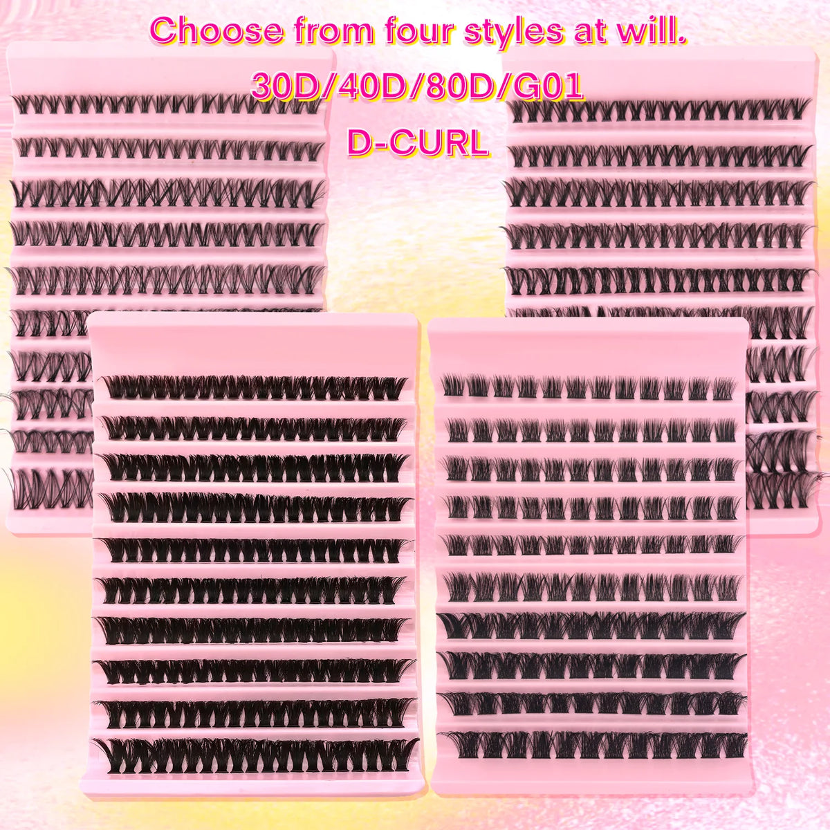 Big Capacity Super Bunch DIY Cluster Lashes 8-16mm Mix Charm Style Eyelashes Extension False Eyelash Makeup Tool Russian Volume