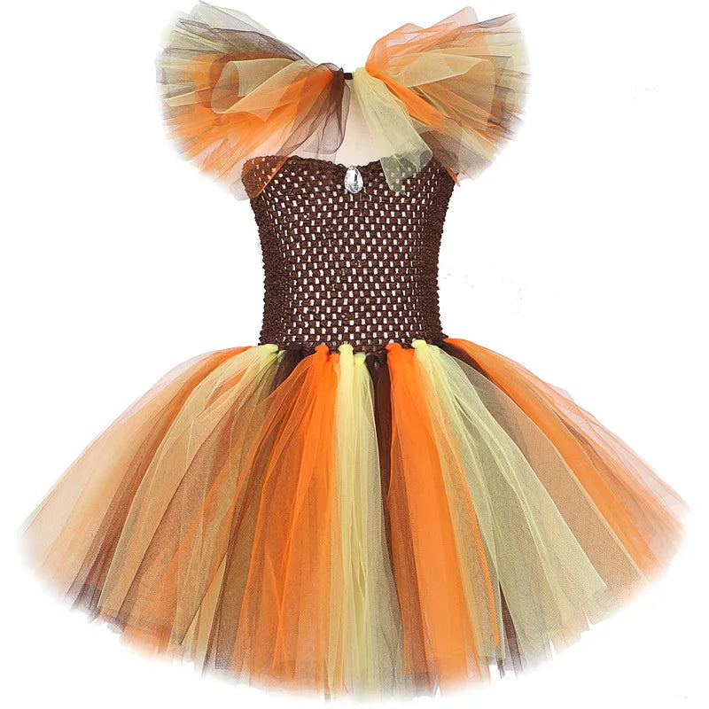 Jungle King Lion Halloween Costumes for Girls Kids Animal Fancy Tutu Dress Children Cosplay Outfit for Birthday Carnival Party