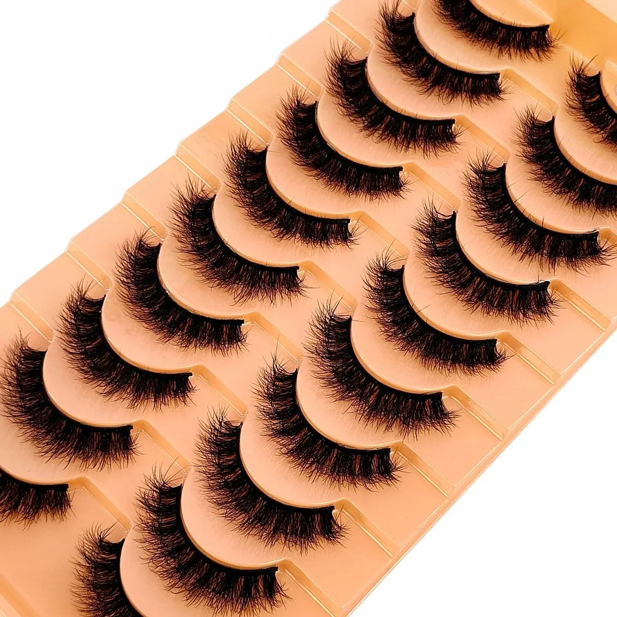 New 7/10 Pairs Faux Mink Eyelashes Handmade False Eyelashes Natural Nude Makeup Simulation Cross Messy Eye 3D Curly Eyelashes