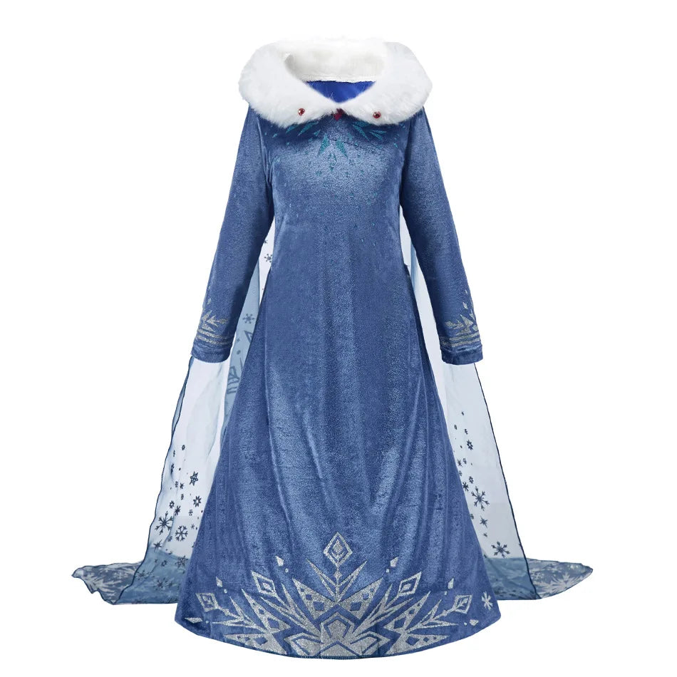 Elsa Anna Snow Queen Dress for Girls Princess Costume Birthday Halloween Christmas Carnival Outfit Kids Cosplay 2-8Y Vestido