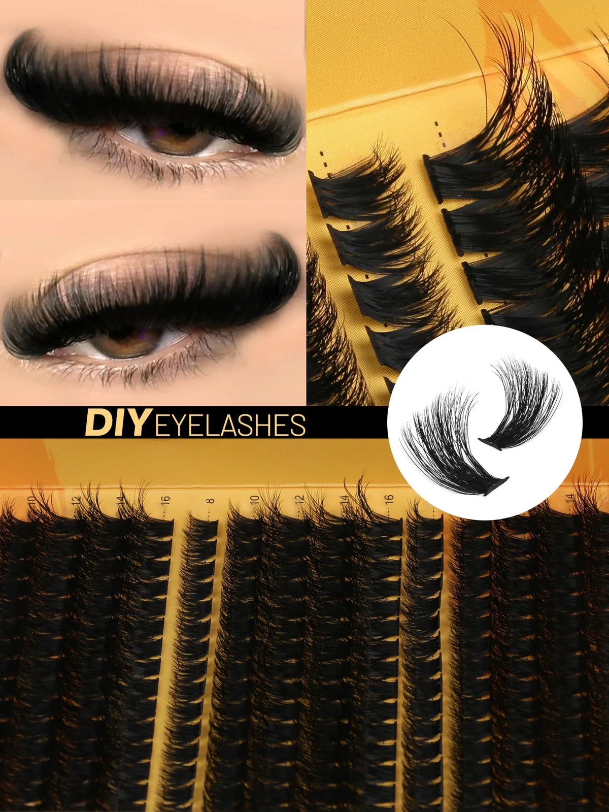 GROINNEYA DIY Eyelashes Cluster Lashes Lash Extension Natural Soft 100% Handmade Mink Lashes Reusable Makeup