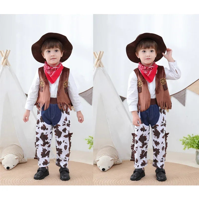 1-11 Years Purim Baby Halloween Costumes for Baby Toddler Kids Child Boys Cow Boy Cowboy Costume Party Fancy Clothes Set
