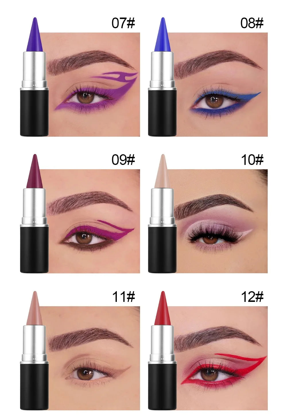 12 Colors Waterproof Eyeliner Cream Lasting Easy To Wear Eye Liner Gel Black Blue Matte Quick Dry Eyeliner Pen Makeup Cosmetics