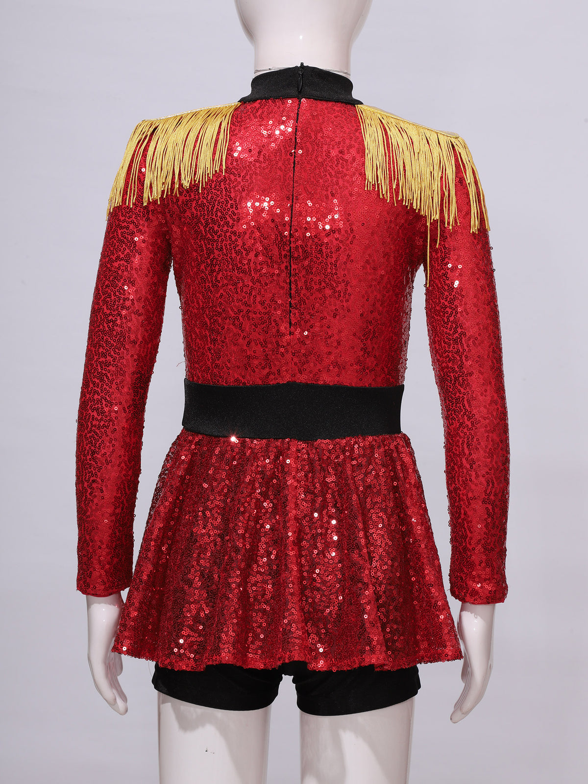 Kids Girls Halloween Circus Ringmaster Magician Costume Carnival Party Lion Tamer Cosplay Long Sleeve Sequins Leotard Dress Tutu