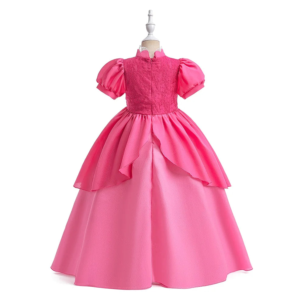 Fancy Peach Princess Cosplay Costume For Girl Carnival Halloween Costumes Birthday Party Stage Performace Prom Dress Kids Clothe