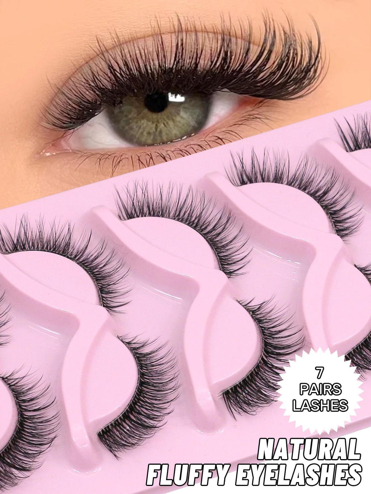 VELTRINAY Cat Eye Lashes Natural Eyelashes Short Wispy Lash Strips Volume Cateye False Eyelash Fake Lashes Natural Look Makeup