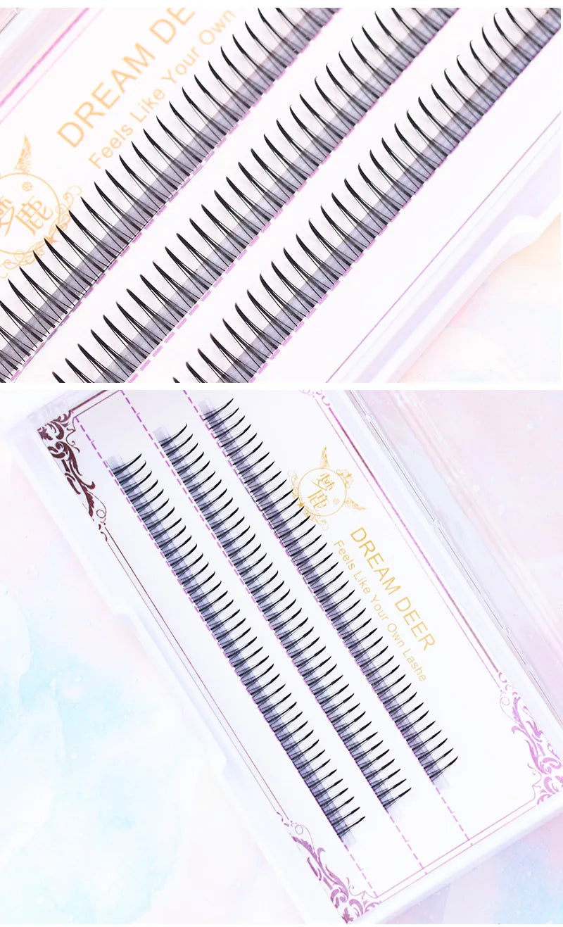 8-12mm A-Type Brown Individual Cluster Lashes, Soft Natural Fairy Strand Eyelashes, black Lashes for Korean Makeup Look