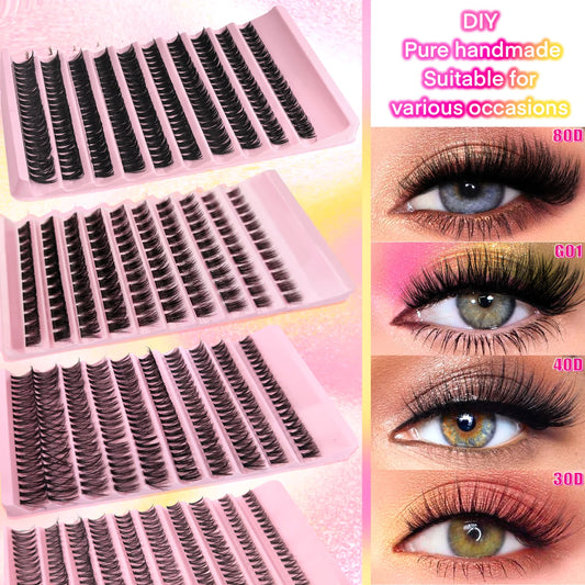 Big Capacity Super Bunch DIY Cluster Lashes 8-16mm Mix Charm Style Eyelashes Extension False Eyelash Makeup Tool Russian Volume