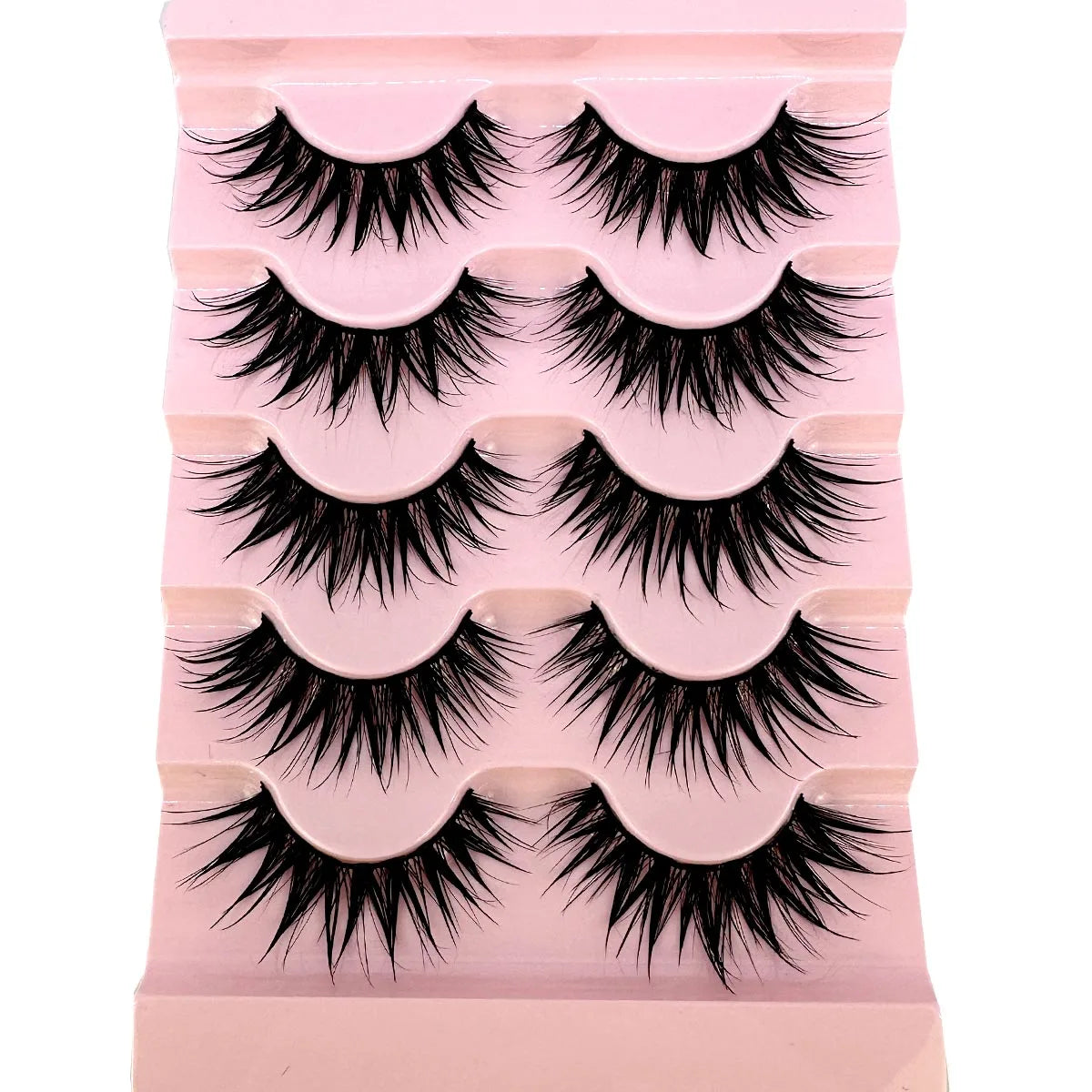 New 5 Pairs Wet False Eyelashes Naturally Wear False Eyelashes Everyday Sharp Tail Thick Simulation Cross Makeup Lashes