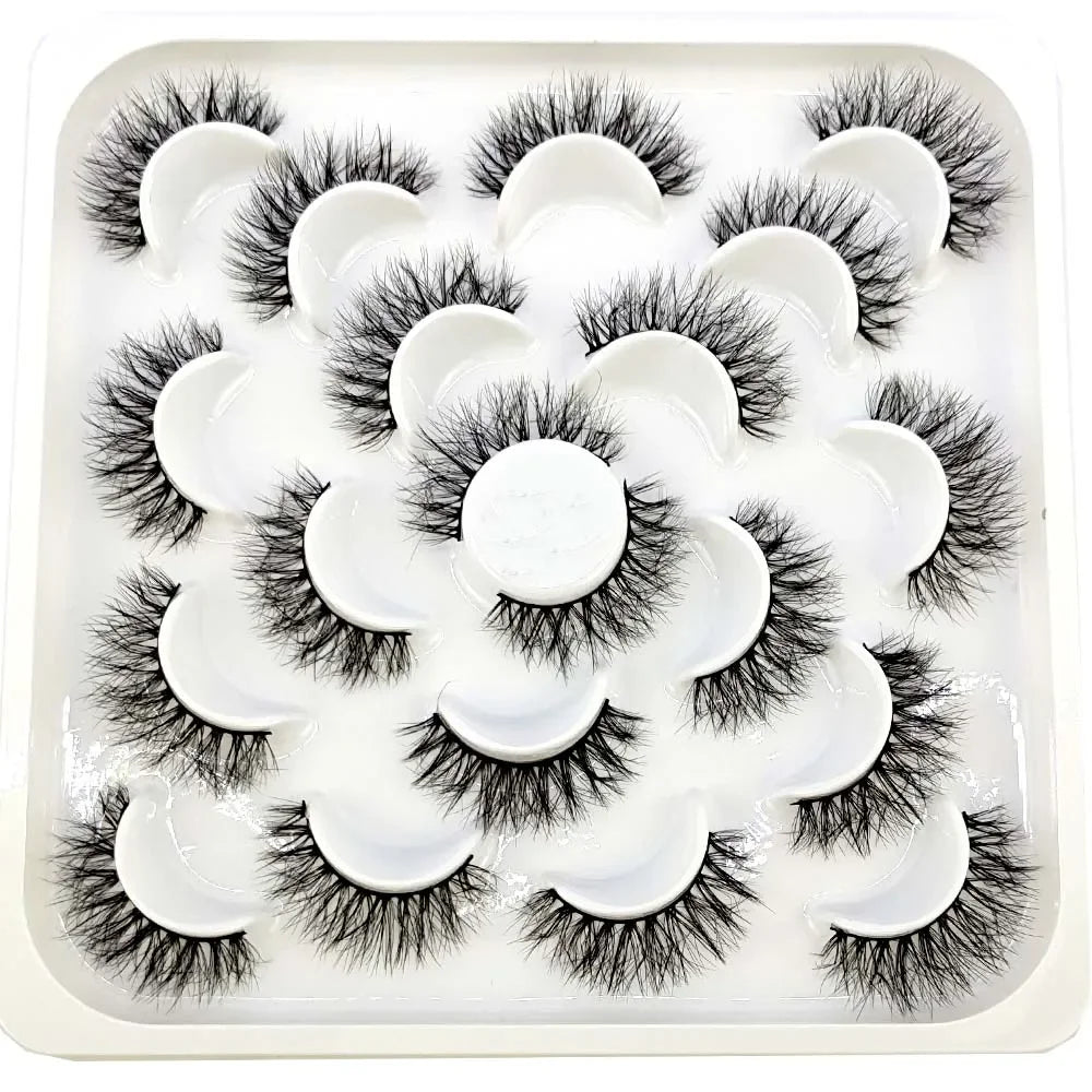 NEW 10 pairs Handmade 3d mink lashes short False Eyelashes Cross Messy Dense Natural Eye Lashes Stage Makeup False Eyelashes