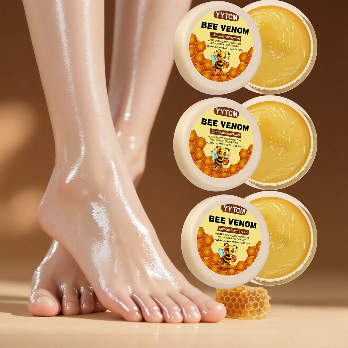 Bee Venom Dry Crack Moisturizing Cream, Hydrating & Nourishing for Autumn Winter, Smooth & Soft Skin Care, Hydrating Foot Cream