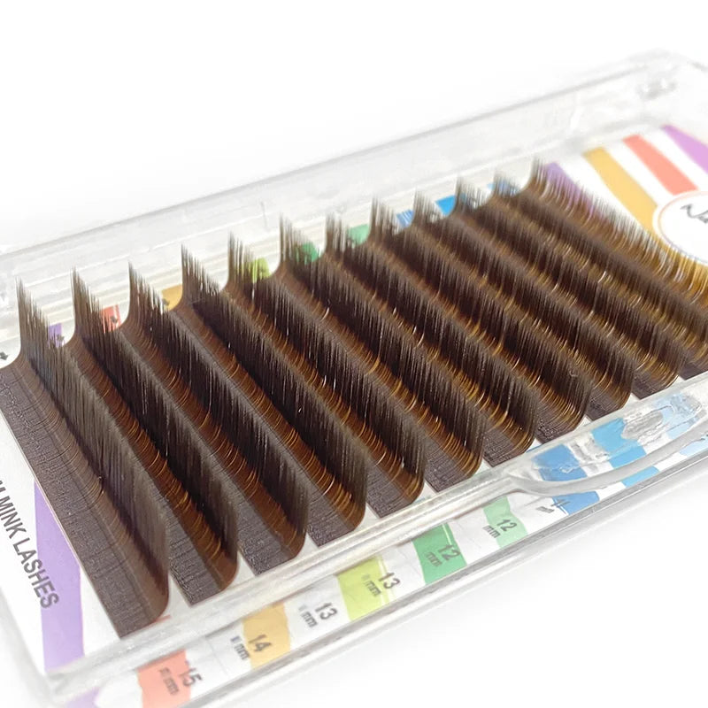 NATUHANA L/LU(M) Curl Auto Fans Colored Lashes Easy Fan Color Eyelash Extension L-Shaped Individual Mink Eyelashes Makeup