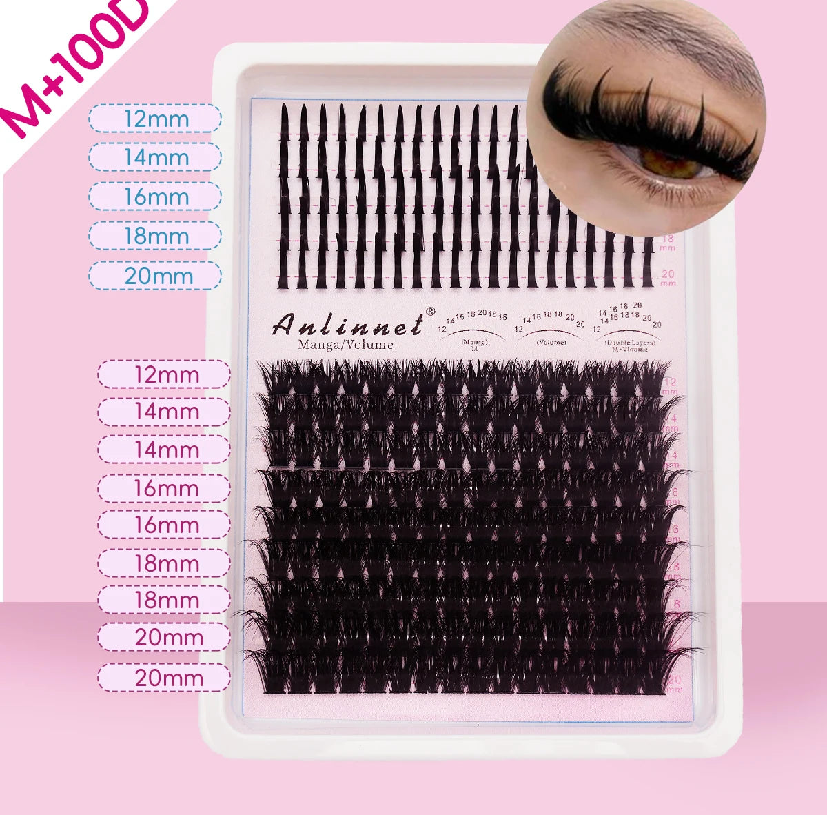 Fairy Natural Single Cluster Thick Artificial False Eyelashes, Mixed Play Makeup, D Curve, Large Capacity, 14 Rows