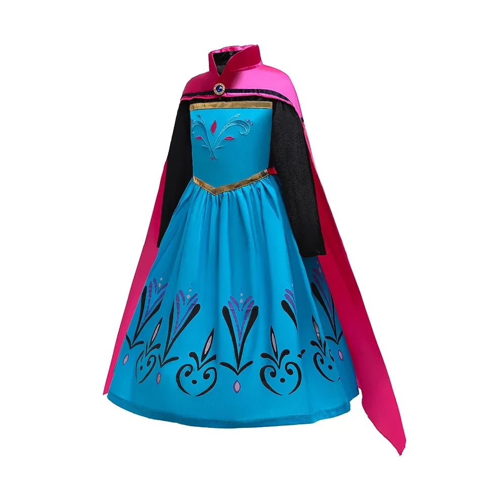 Queen Dress For Girls Long Sleeve Dress Elsa Cosplay Costume Princess Halloween Dress Kids Party Vestido Fantasia Children