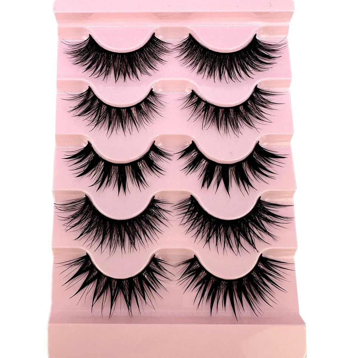 New 5 Pairs Wet False Eyelashes Naturally Wear False Eyelashes Everyday Sharp Tail Thick Simulation Cross Makeup Lashes