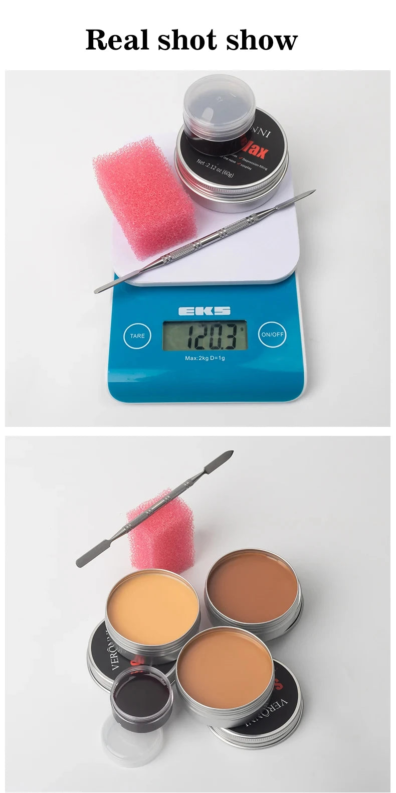 SFX Makeup Kit Scars Wax Halloween Special Effects Stage Fake Wound Skin Wax with Spatula Stipple Sponge Fake Wood Special