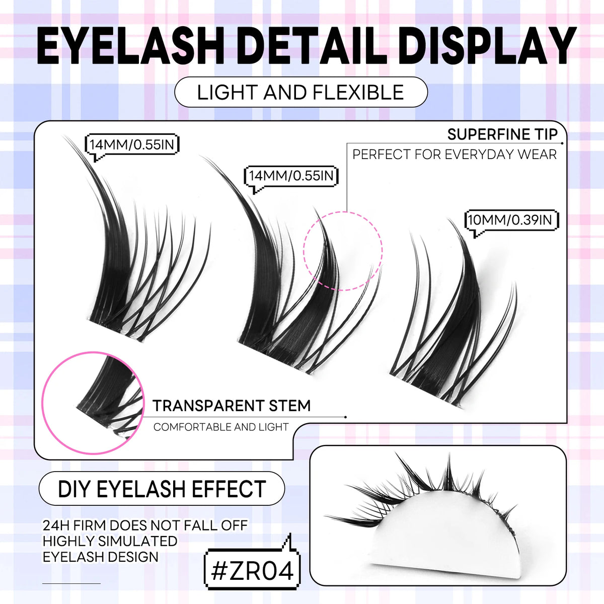 GROINNEYA Cat Eye Lashes DIY Lash Clusters Extension Manga Cluster Eyelashes Soft Cross Mixed Tray Natural False Lashes Makeup