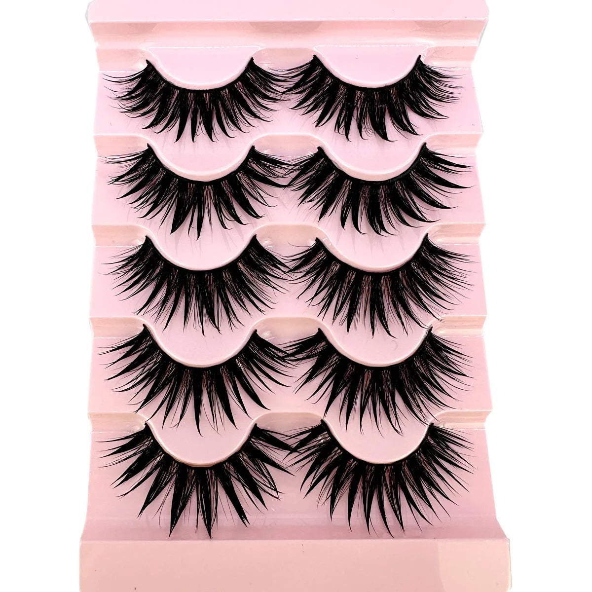 New 5 Pairs Wet False Eyelashes Naturally Wear False Eyelashes Everyday Sharp Tail Thick Simulation Cross Makeup Lashes