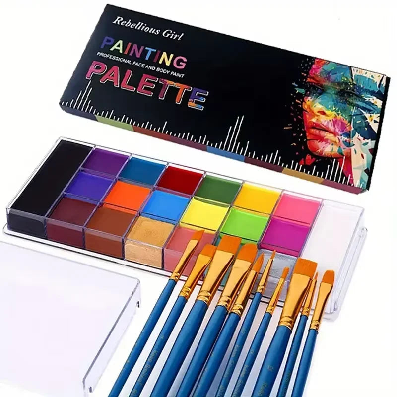 20 Color Professional Face & Body Paint Palette,Long Lasting Face Painting Cosmetic For Halloween Special Effects&Cosplay Makeup