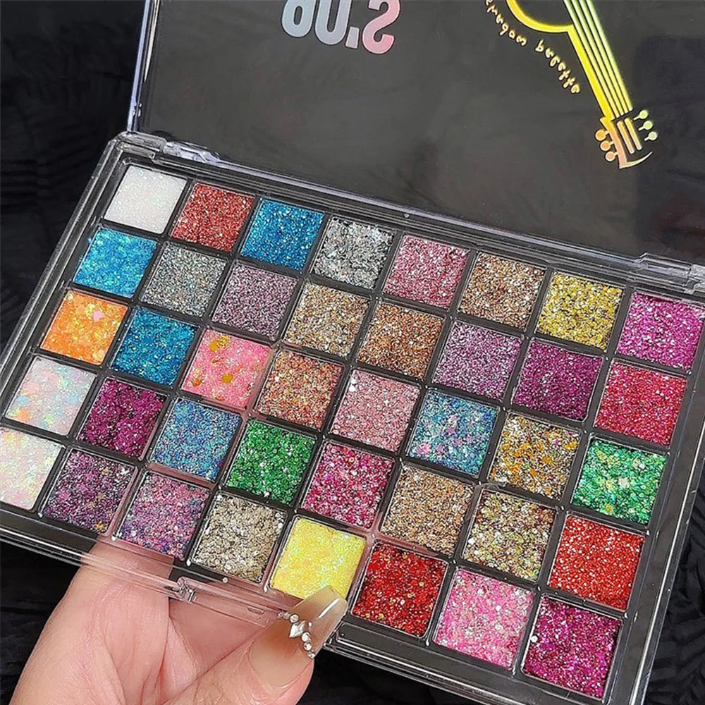 40 Colors Glitter Palette Face Glitter for Women Sparkling Eye Hair Body Paint Glitter Gel for Halloween Christmas