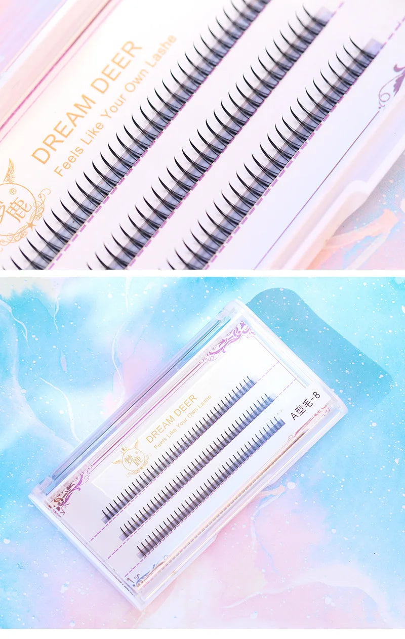 8-12mm A-Type Brown Individual Cluster Lashes, Soft Natural Fairy Strand Eyelashes, black Lashes for Korean Makeup Look