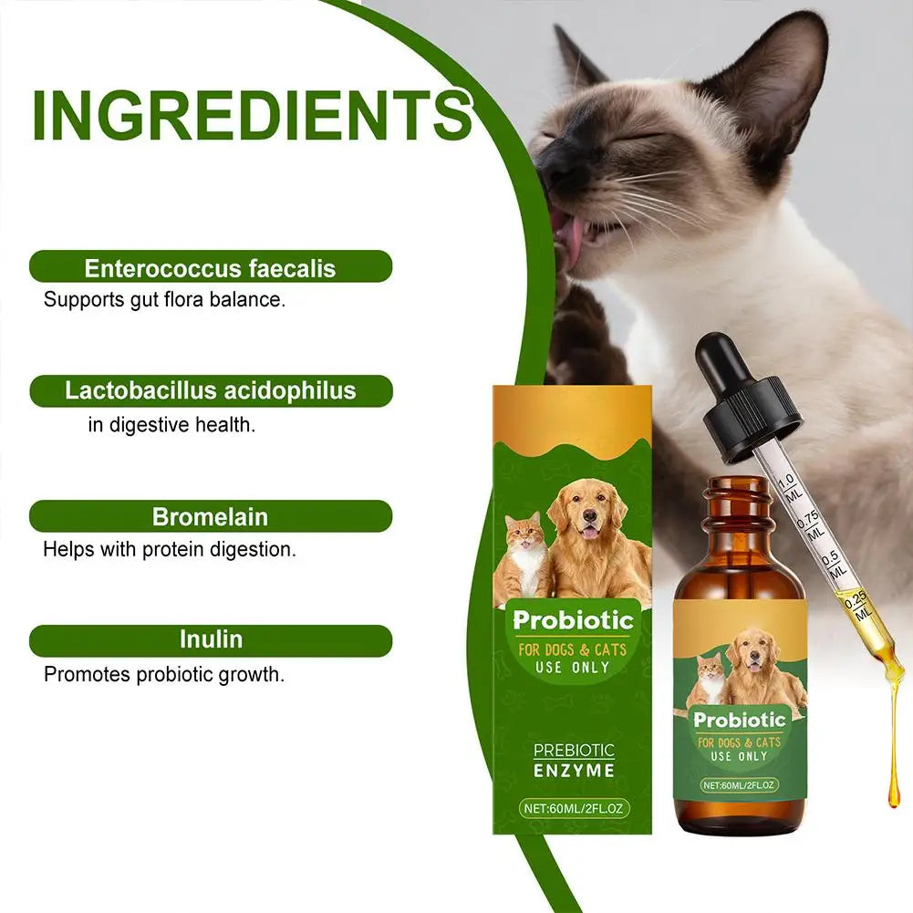 Pet Nutrition Supplement Probiotic Drops Containing Enzymes Used For Dog Cat Digestion And Boosts Immune Daily Health Supplement