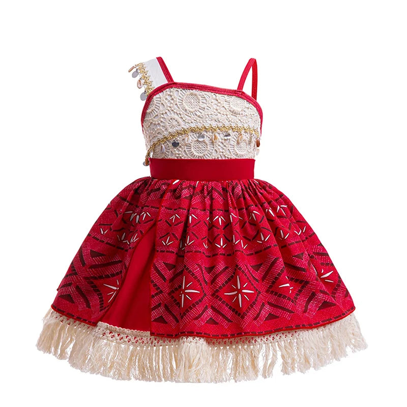 Moana 2 Movie Princess Dress for Girls Cosplay Vaiana Carnival Party Costume Kids Halloween Fancy Clothes With Headwear Outfits
