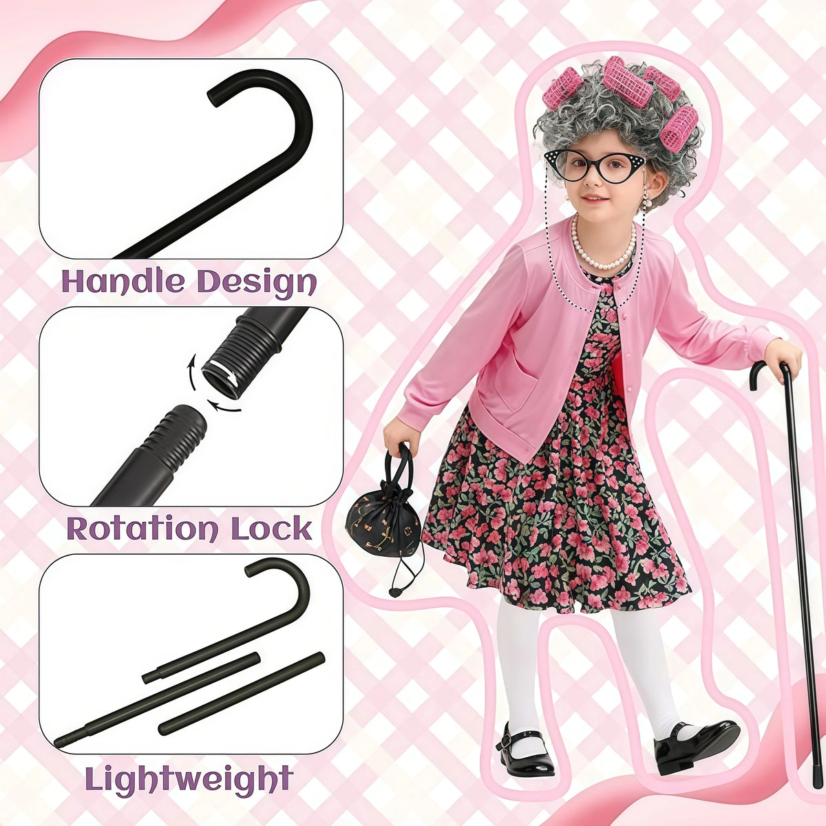 100 Days Of School Kids 100 Day Old Lady Costume Sets Girls Granny Dress Up For Halloween Carnival 100 Years Grandma Role-play