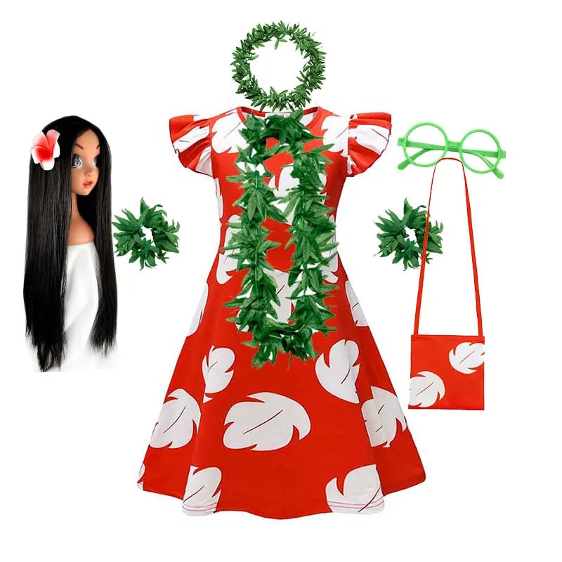 Cartoon Cute Movie Stittch Dress for Girls Role Playing Costume Stage Performance Halloween Carnival Children's Dress Up Gifts