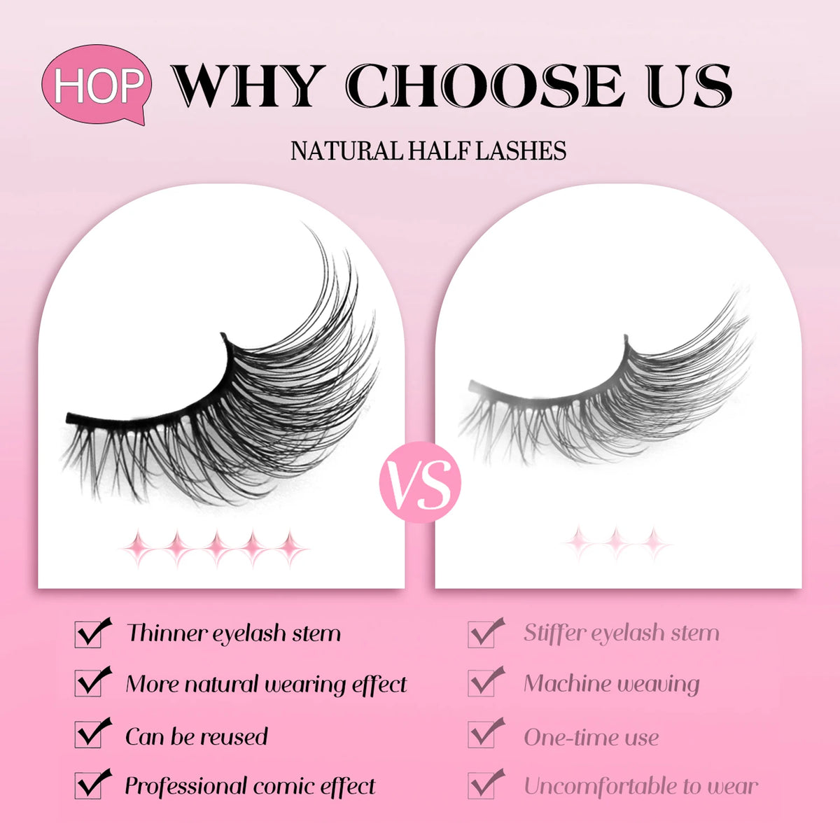 Veltrinay Half Eyelash Fake Eyelashes Eye Tail Lift Effect Sexy Soft False Eyelashes High Quality Reusable Fake Lashes Makeup