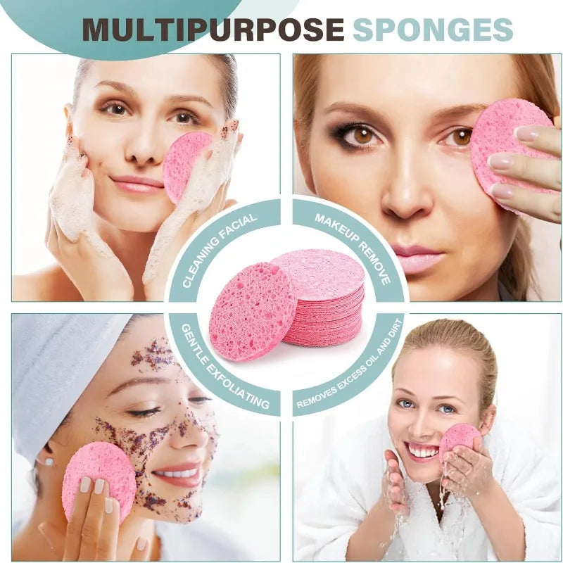 1-50PCS Compressed Wood Pulp Facial Sponges Flower Shape Exfoliating Face Cleanser Pads Makeup Remover Skin Care
