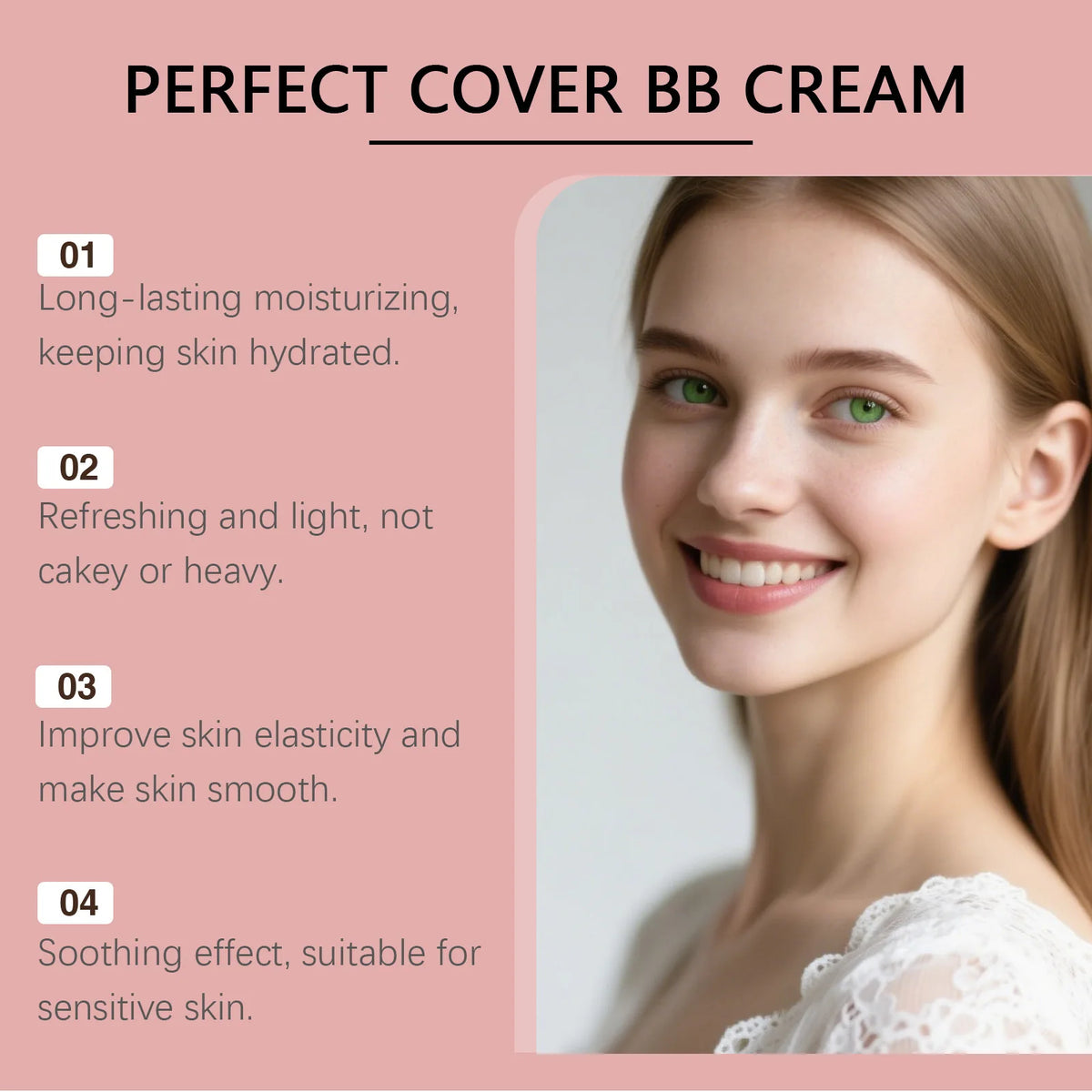 Perfect Cover BB Cream Full Coverage Oil Control Brighten Skin Tone Fading Blemishes Lightweight Natural Makeup Face Concealer