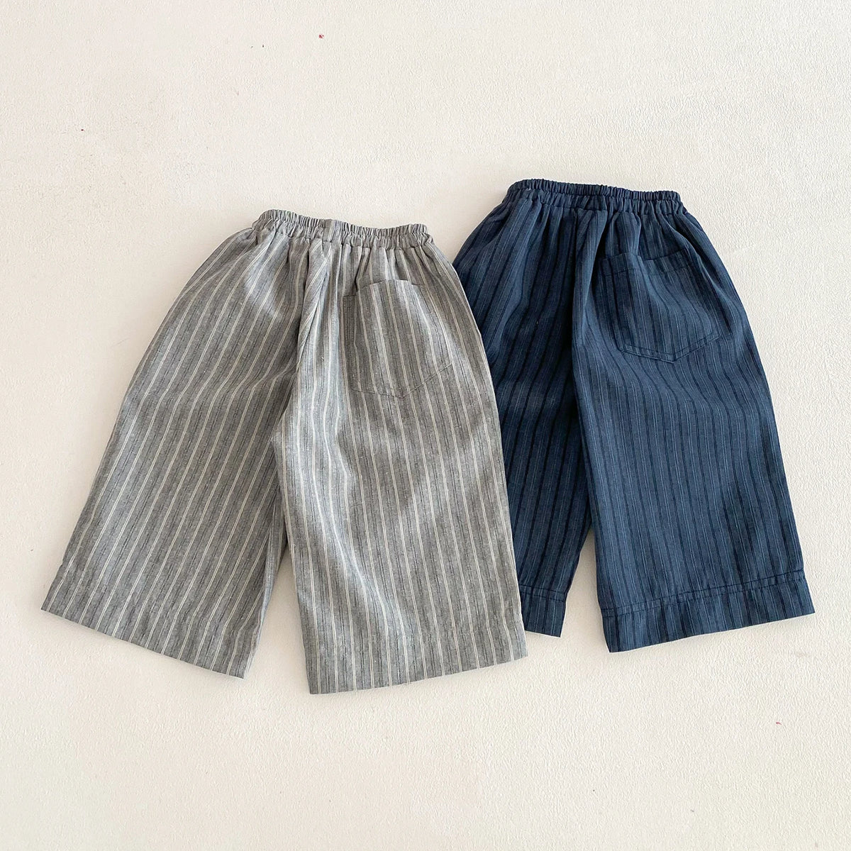 Boys Girls Linen Cotton Stripe Trousers For Children's Clothes Fall Spring Boy Loose Casual Harem Pants Kids Long Pants for 1-6T