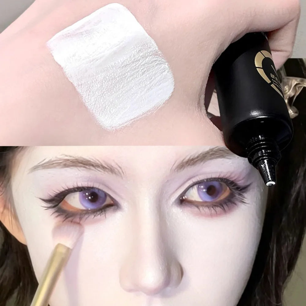 White Liquid Foundation for Halloween Goth Makeup Waterproof Full Coverage White Foundation Cosplay High Concealer Face Paint
