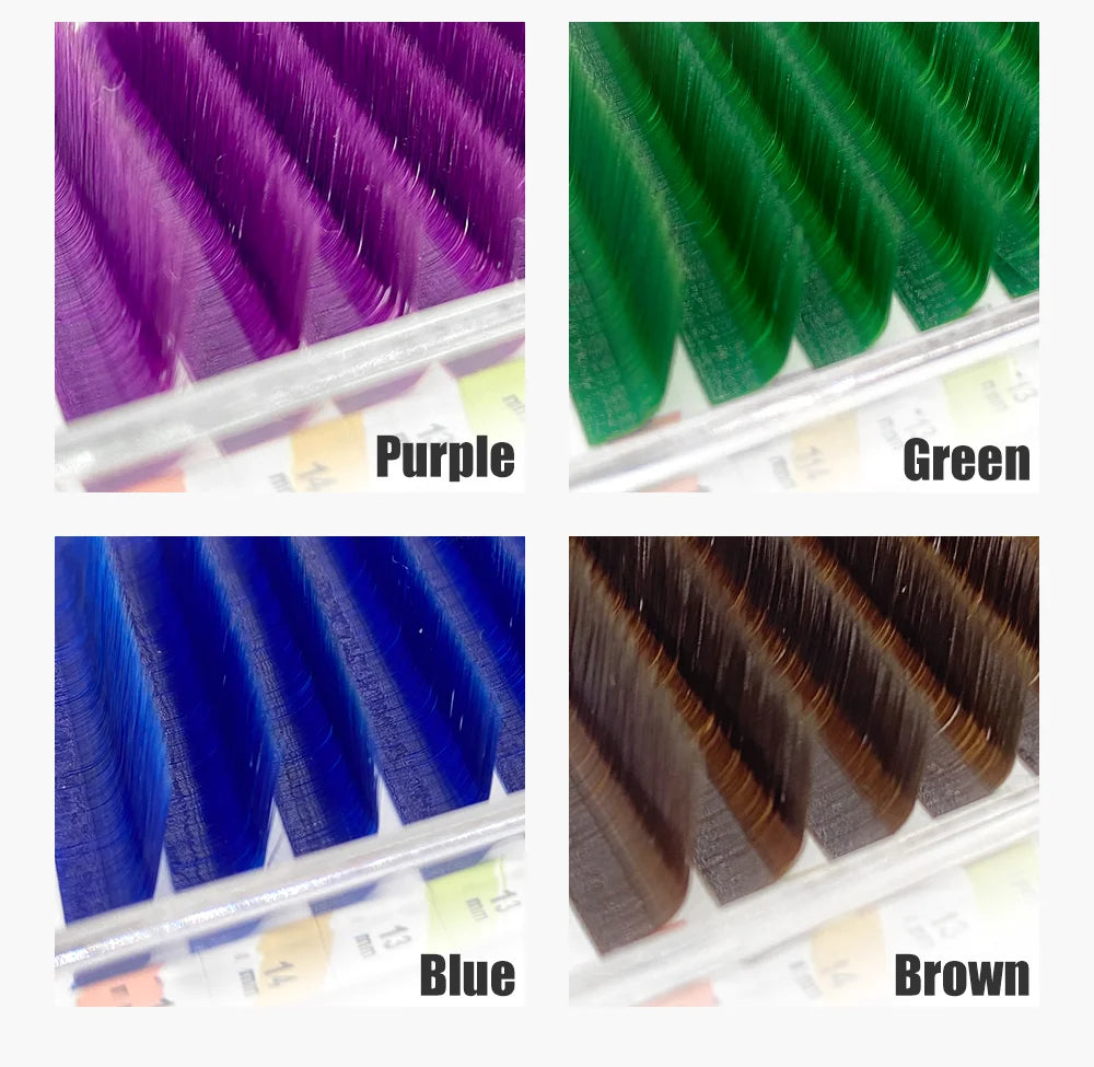 NATUHANA L/LU(M) Curl Auto Fans Colored Lashes Easy Fan Color Eyelash Extension L-Shaped Individual Mink Eyelashes Makeup