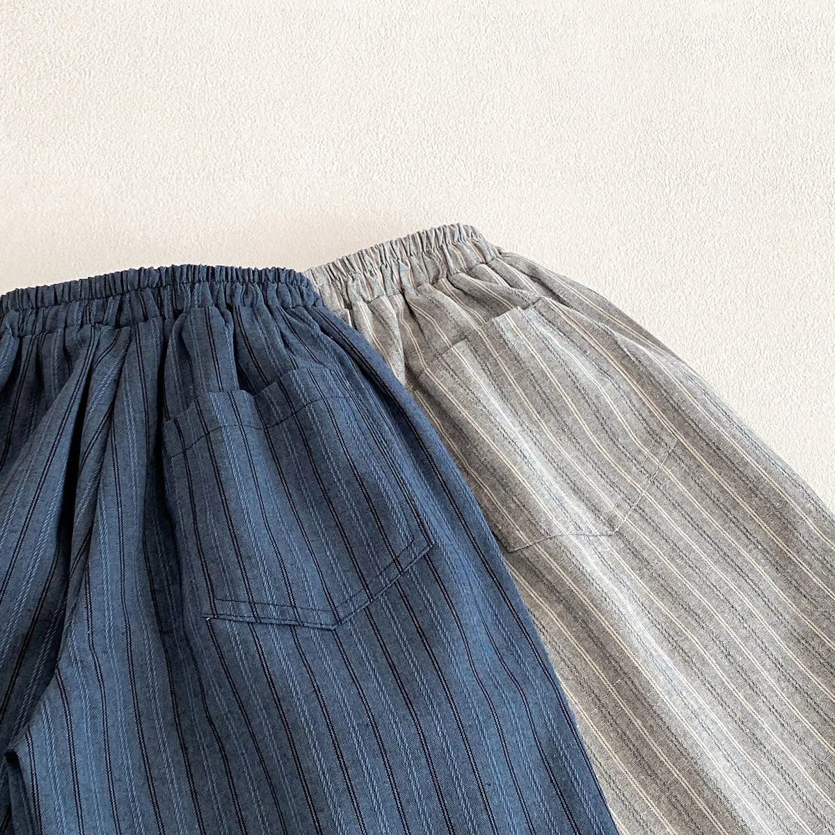 Boys Girls Linen Cotton Stripe Trousers For Children's Clothes Fall Spring Boy Loose Casual Harem Pants Kids Long Pants for 1-6T