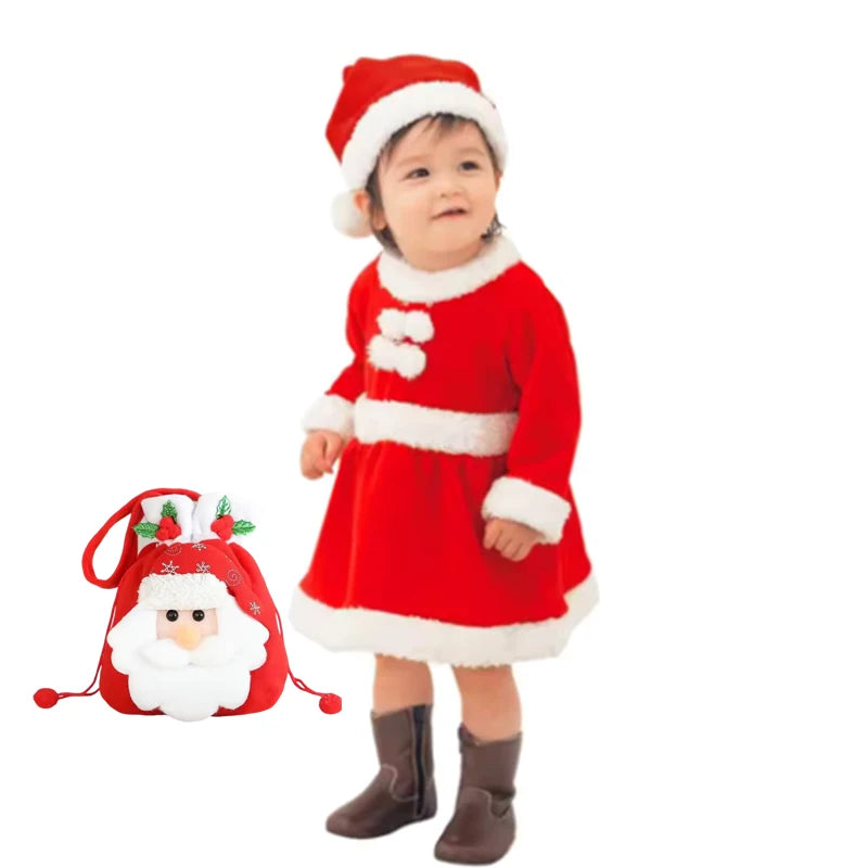 2026 Baby Girl Boy Christmas Costumes Red Santa Claus Suit Festival Halloween Cosplay Sets Christmas Baby Clothes