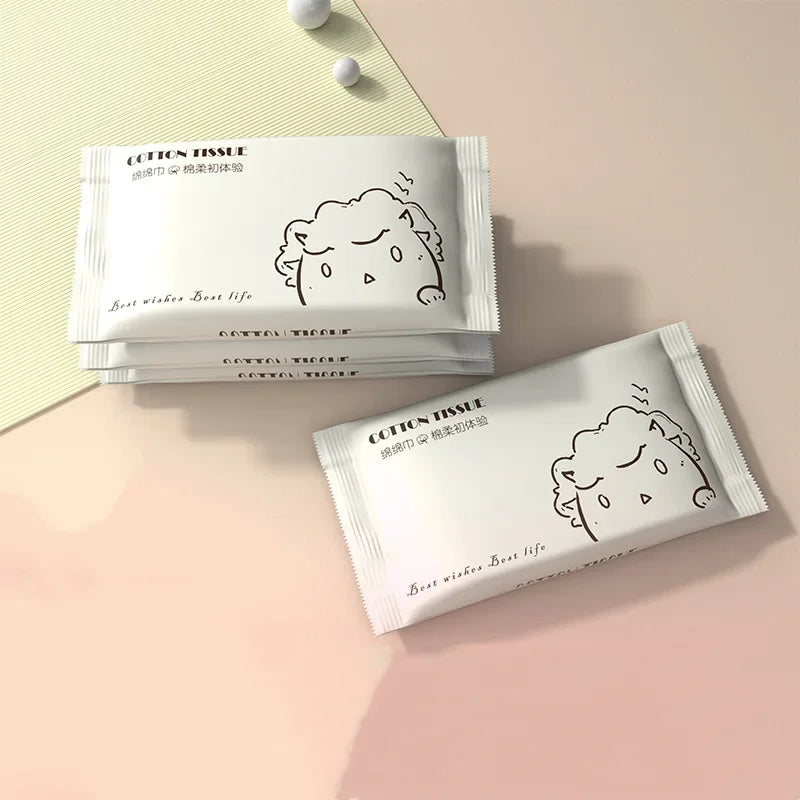 20pcs/bag Disposable Face Towel Soft Individual Pocket Paper Tissue Facial Cleansing Wet Dry Makeup Wipes Beauty Square Towel