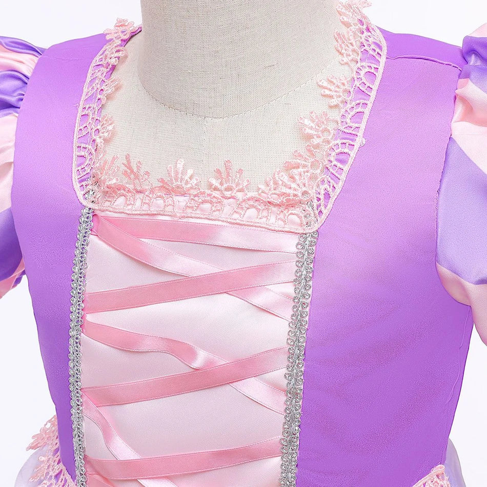 Girl Rapunzel Dress for Kid Princess Girl Tangled Cosplay Carnival Halloween Vestido Birthday Party Ball Gowns Evening Costume