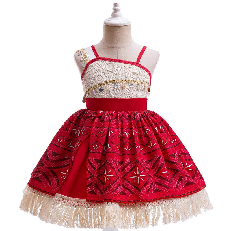 Moana 2 Movie Princess Dress for Girls Cosplay Vaiana Carnival Party Costume Kids Halloween Fancy Clothes With Headwear Outfits