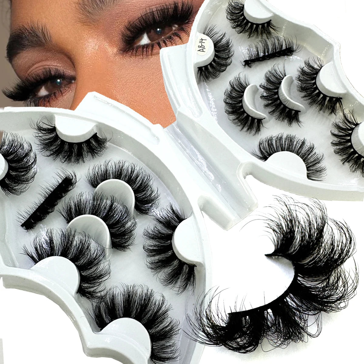 HBZGTLAD 8 pairs  3D artificial mink eyelashes soft false eyelashes crossed messy thick eyelashes extended makeup false eyelashe