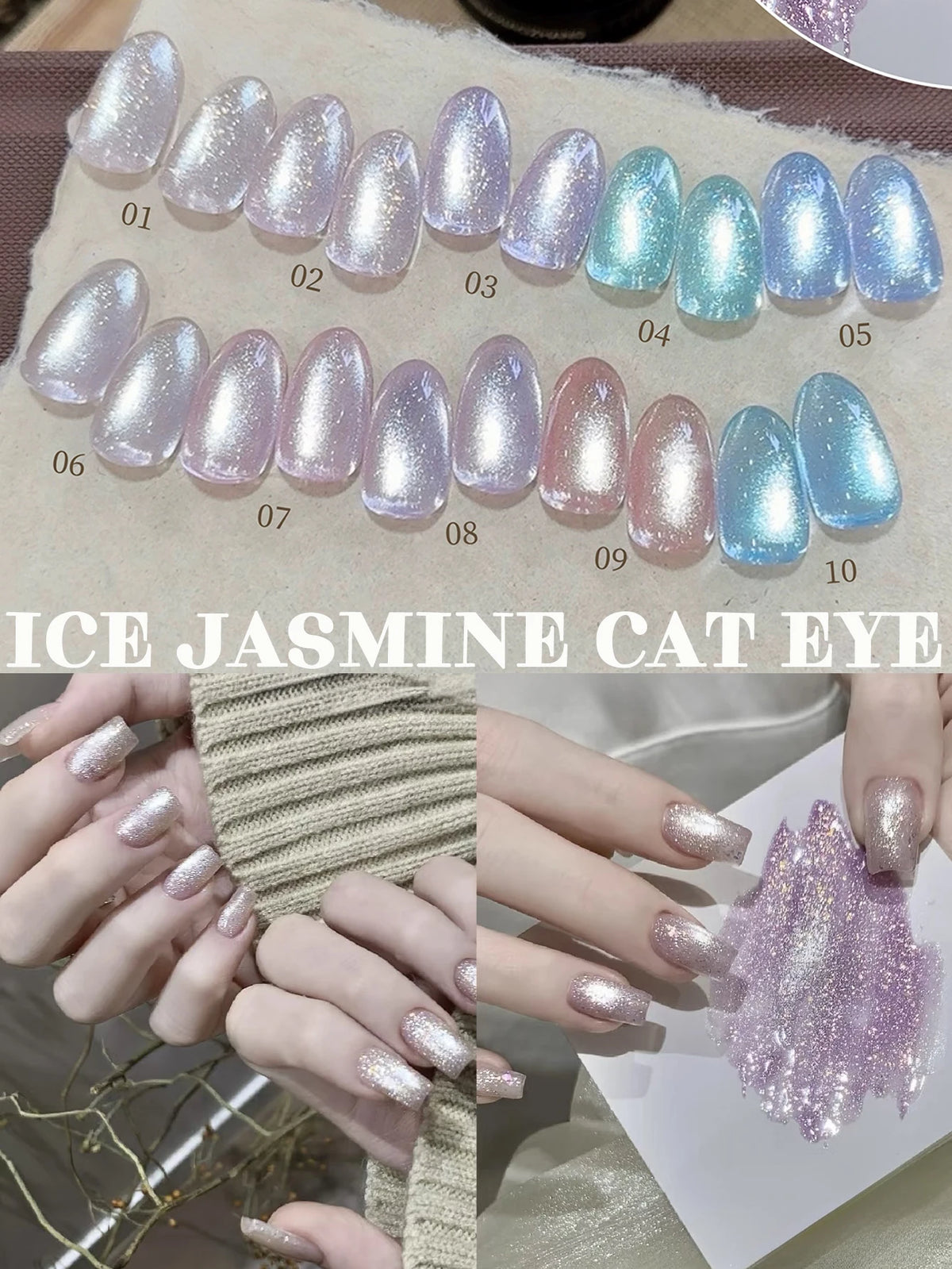 WS 10ml 6-Color Silver Water Light Cat Magnetic Gel Nail Polish Nail Supplies Vernis Semi Permanent Gel for Fall Winter Nails