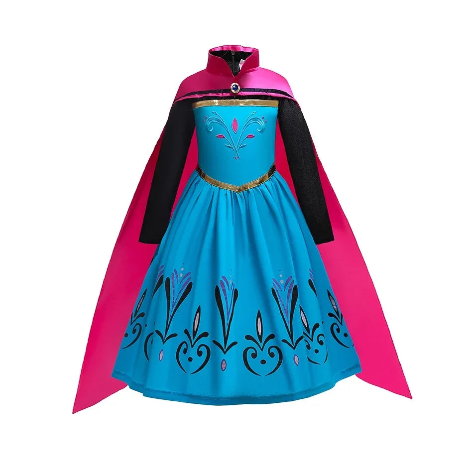 Queen Dress For Girls Long Sleeve Dress Elsa Cosplay Costume Princess Halloween Dress Kids Party Vestido Fantasia Children