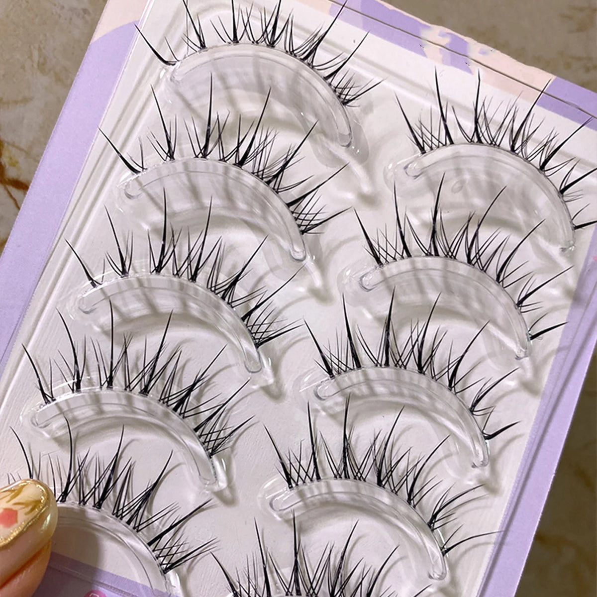 5 Pairs Sunflower False Eyelashes Transparent Stem Natural Manga Lashes Anime Wispy Eyelashes Extension Makeup