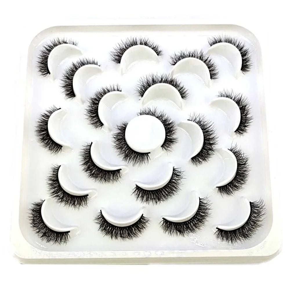NEW 10 pairs Handmade 3d mink lashes short False Eyelashes Cross Messy Dense Natural Eye Lashes Stage Makeup False Eyelashes