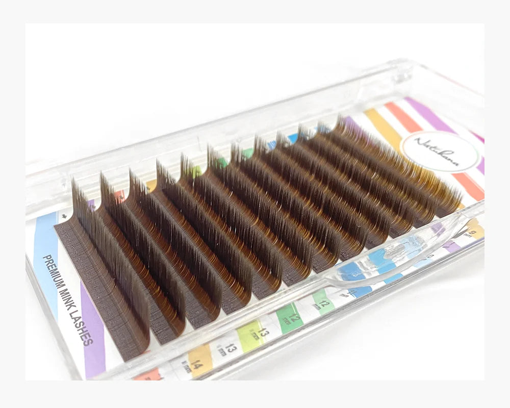 NATUHANA L/LU(M) Curl Auto Fans Colored Lashes Easy Fan Color Eyelash Extension L-Shaped Individual Mink Eyelashes Makeup