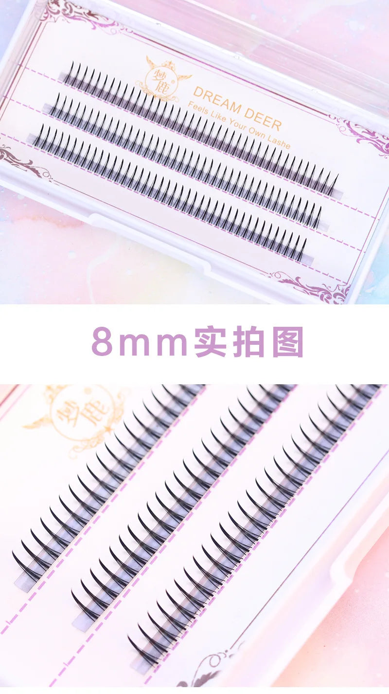8-12mm A-Type Brown Individual Cluster Lashes, Soft Natural Fairy Strand Eyelashes, black Lashes for Korean Makeup Look